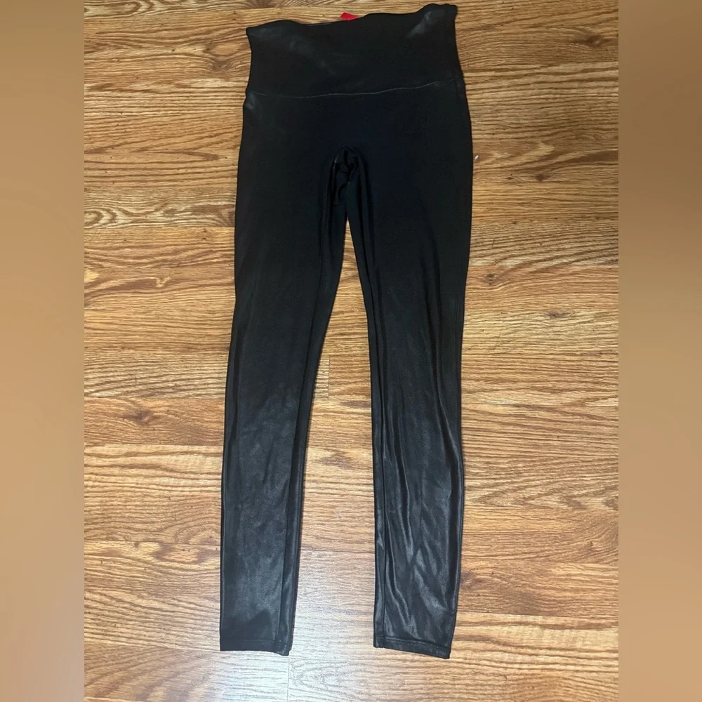 Spanx Faux Leather Black Leggings Womens Size Large - Picture 6 of 9